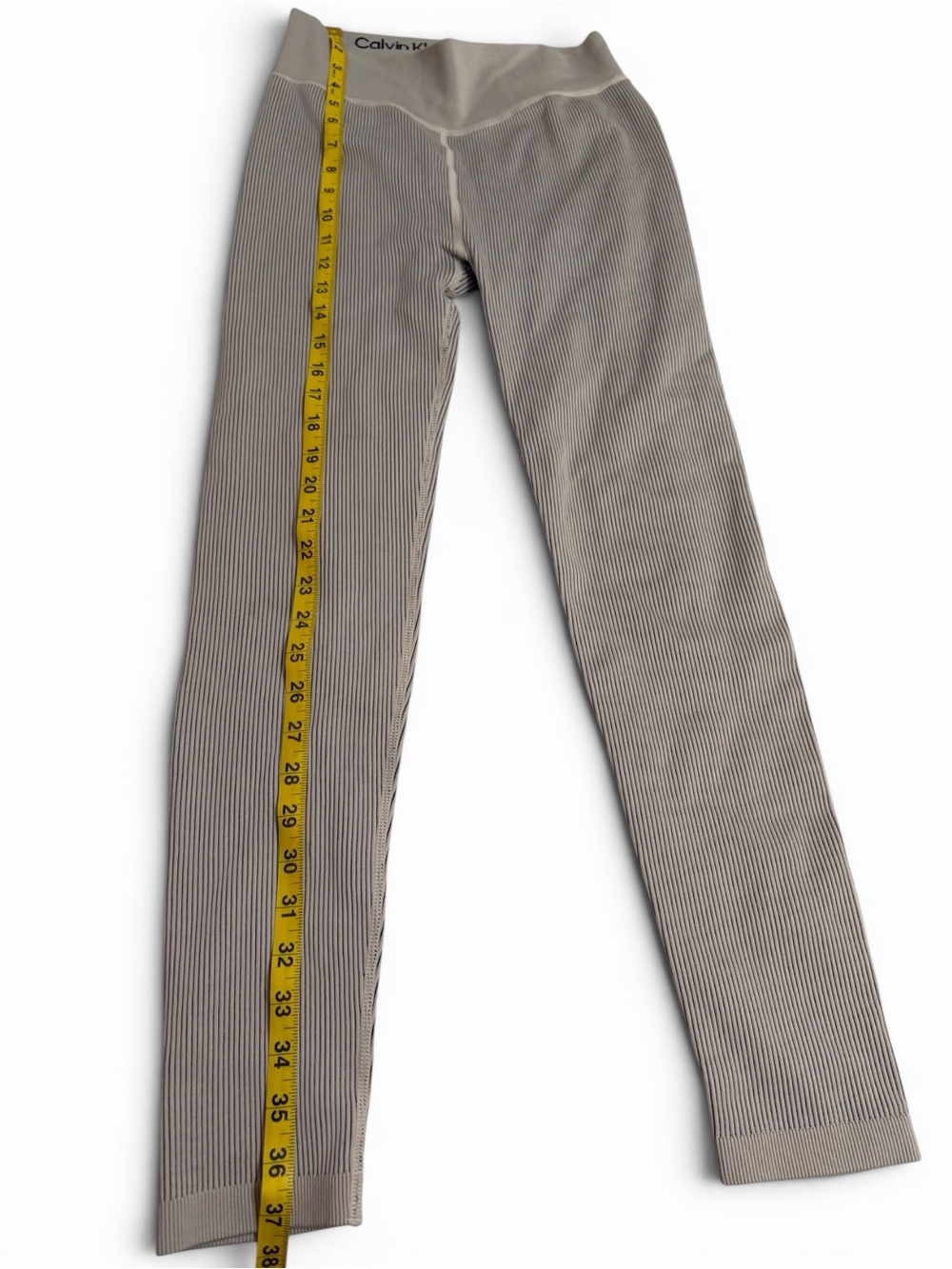 Calvin Klein Performance Ribbed High Waist Leggings Taupe Medium Activewear